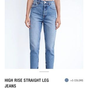 ZARA HIGH RISE STRAIGHT LEG JEANS - LIGHT BLUE